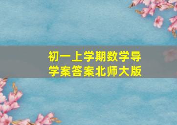 初一上学期数学导学案答案北师大版