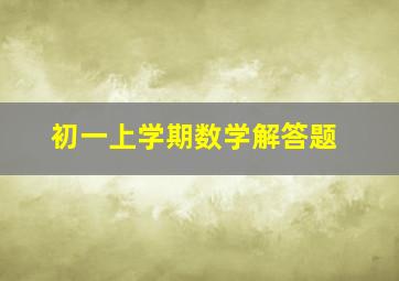 初一上学期数学解答题