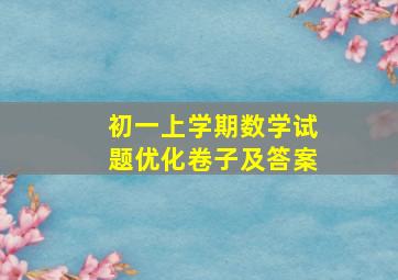 初一上学期数学试题优化卷子及答案