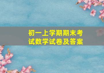 初一上学期期末考试数学试卷及答案