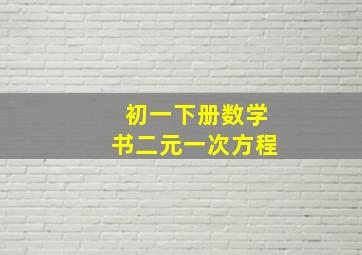 初一下册数学书二元一次方程