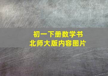 初一下册数学书北师大版内容图片