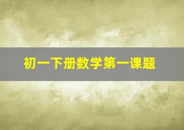 初一下册数学第一课题