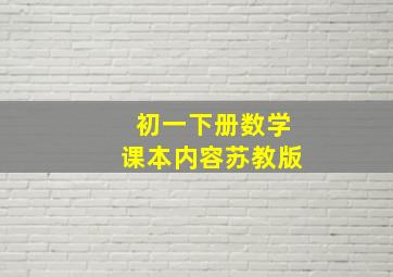 初一下册数学课本内容苏教版