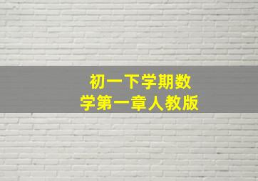 初一下学期数学第一章人教版