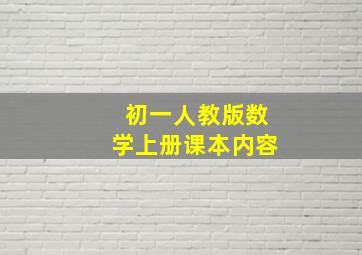 初一人教版数学上册课本内容