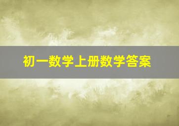 初一数学上册数学答案