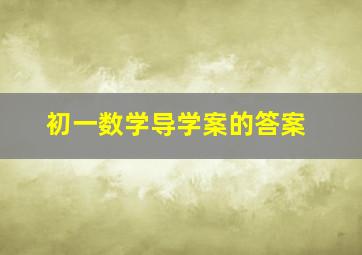 初一数学导学案的答案