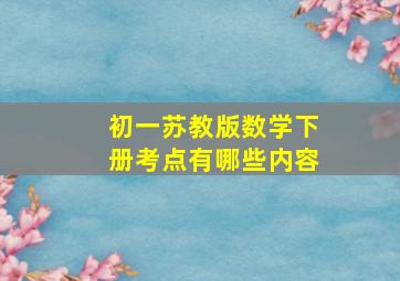 初一苏教版数学下册考点有哪些内容