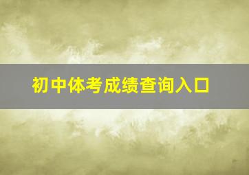 初中体考成绩查询入口