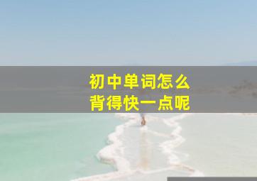 初中单词怎么背得快一点呢