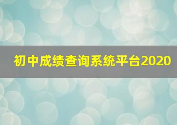 初中成绩查询系统平台2020