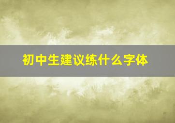 初中生建议练什么字体