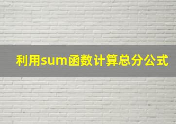 利用sum函数计算总分公式