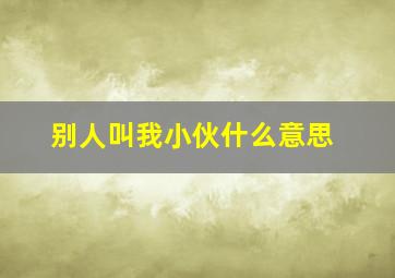 别人叫我小伙什么意思