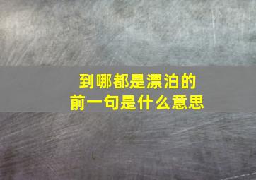 到哪都是漂泊的前一句是什么意思