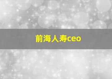 前海人寿ceo