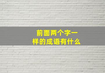 前面两个字一样的成语有什么