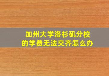 加州大学洛杉矶分校的学费无法交齐怎么办