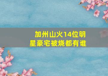 加州山火14位明星豪宅被烧都有谁