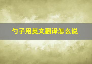 勺子用英文翻译怎么说