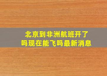 北京到非洲航班开了吗现在能飞吗最新消息