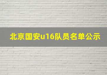 北京国安u16队员名单公示