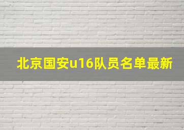 北京国安u16队员名单最新