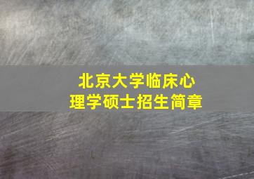 北京大学临床心理学硕士招生简章