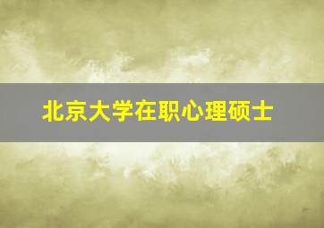 北京大学在职心理硕士