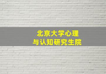 北京大学心理与认知研究生院