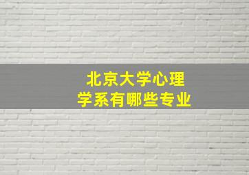 北京大学心理学系有哪些专业