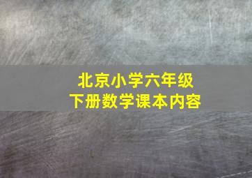 北京小学六年级下册数学课本内容