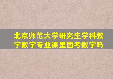 北京师范大学研究生学科教学数学专业课里面考数学吗