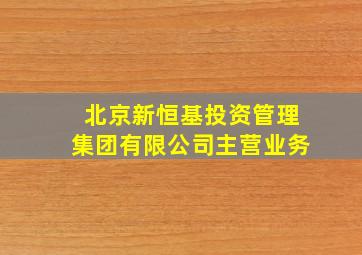 北京新恒基投资管理集团有限公司主营业务