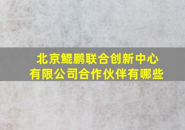 北京鲲鹏联合创新中心有限公司合作伙伴有哪些