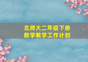 北师大二年级下册数学教学工作计划