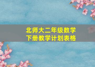 北师大二年级数学下册教学计划表格