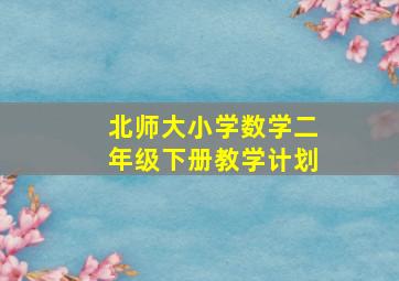 北师大小学数学二年级下册教学计划