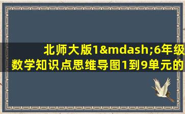 北师大版1—6年级数学知识点思维导图1到9单元的