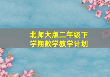 北师大版二年级下学期数学教学计划