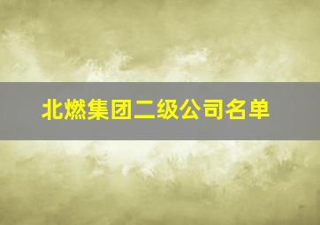 北燃集团二级公司名单