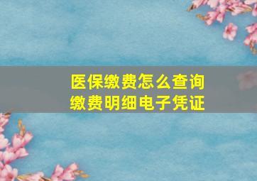 医保缴费怎么查询缴费明细电子凭证