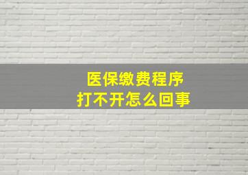 医保缴费程序打不开怎么回事