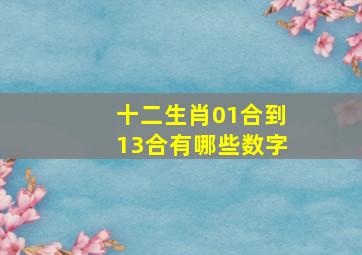 十二生肖01合到13合有哪些数字