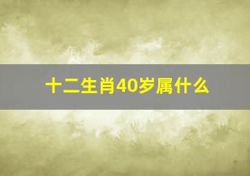 十二生肖40岁属什么