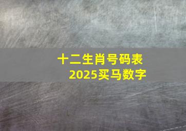 十二生肖号码表2025买马数字