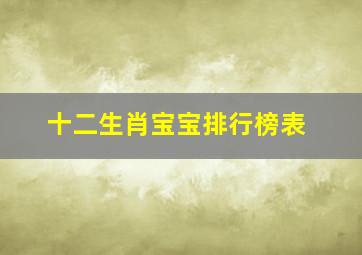 十二生肖宝宝排行榜表