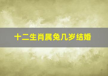 十二生肖属兔几岁结婚