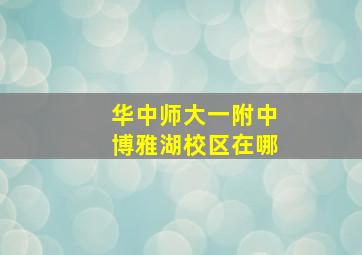 华中师大一附中博雅湖校区在哪